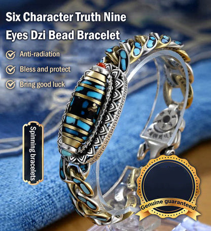 ✨Limited Time Offer🔮(Buy 1 Get 1 Free) Turquoise Six Character Nine Eyes Dzi Bead Bracelet 🌌