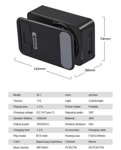 Phone Holder with Bluetooth Speaker & Wireless Charger