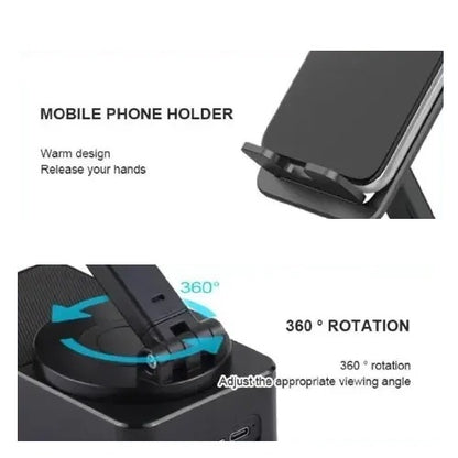 Phone Holder with Bluetooth Speaker & Wireless Charger