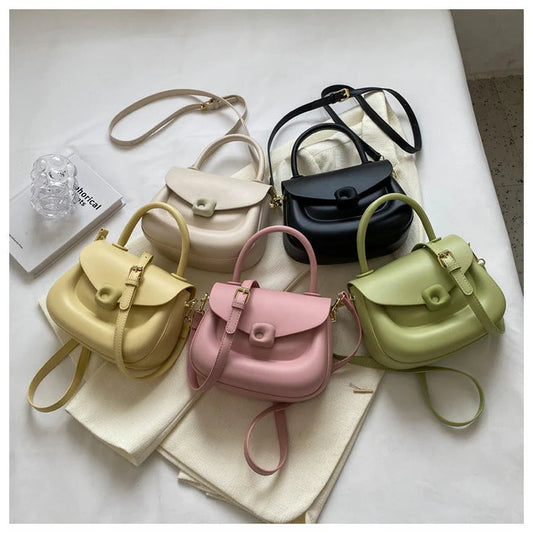 WOMEN SOLID COLOR SADDLE BAG PURSE