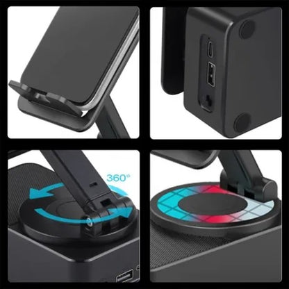 Phone Holder with Bluetooth Speaker & Wireless Charger